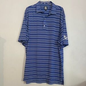 FootJoy men Navy Blue & White Striped Golf Polo